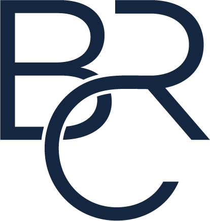 Logo azul BRC Advogados.